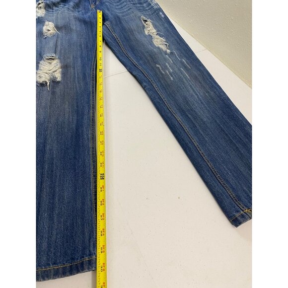 Carbon Black Distressed Jeans Mens 34x30 Blue Ripped Destroyed Denim 100% Cotton - Picture 13 of 15